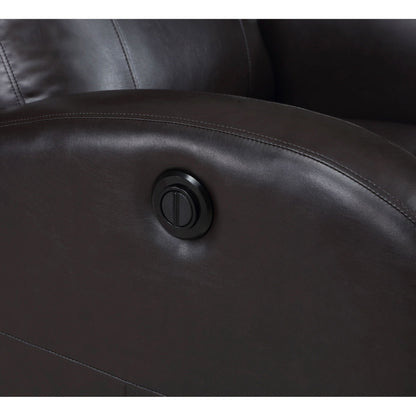 Meglia power recliner chair in dark brown leather with side control dial on the arm on Tampa Home & Garden Store