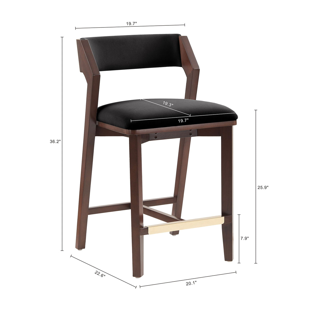 Patricia Counter Stool HouseOfZazla, black seat with wood frame, counter height 24–27 on Tampa Home & Garden Store