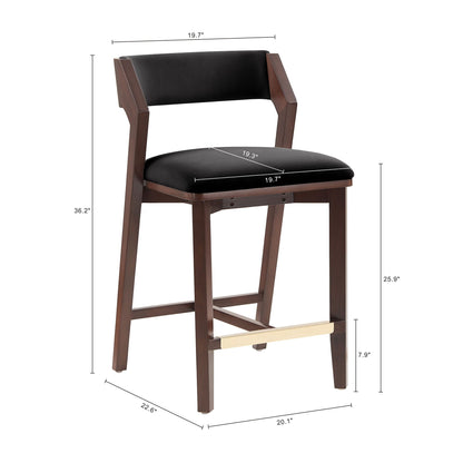 Patricia Counter Stool HouseOfZazla, black seat with wood frame, counter height 24–27 on Tampa Home & Garden Store