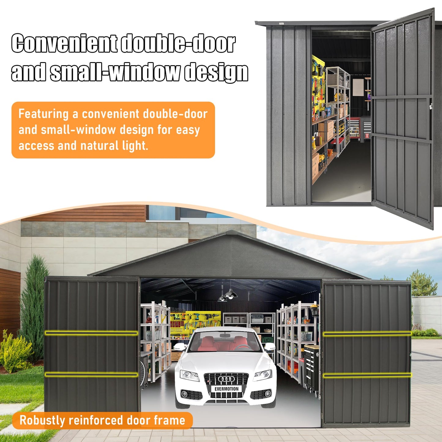 12x25 Outdoor Metal Garage Shed and Carport