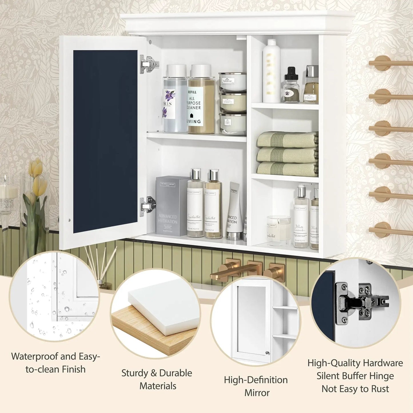Wall Mounted Medicine Cabinet with Mirror