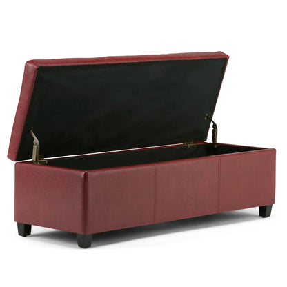 Avalon storage ottoman bench red upholstery by Unique Piece Furniture open black interior on Tampa Home & Garden Store
