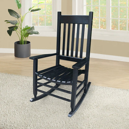Classic wooden porch rocker chair in black Populus wood finish by Unique Piece Furniture on Tampa Home & Garden Store