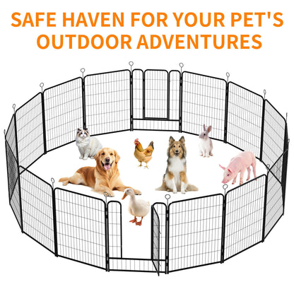Dog playpen 16-panel black indoor/outdoor pet fence with anti-skid base on Tampa Home & Garden Store
