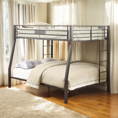 Limbra Double Bunk Bed gray metal frame with guard rails by HouseOfZazla on Tampa Home & Garden Store