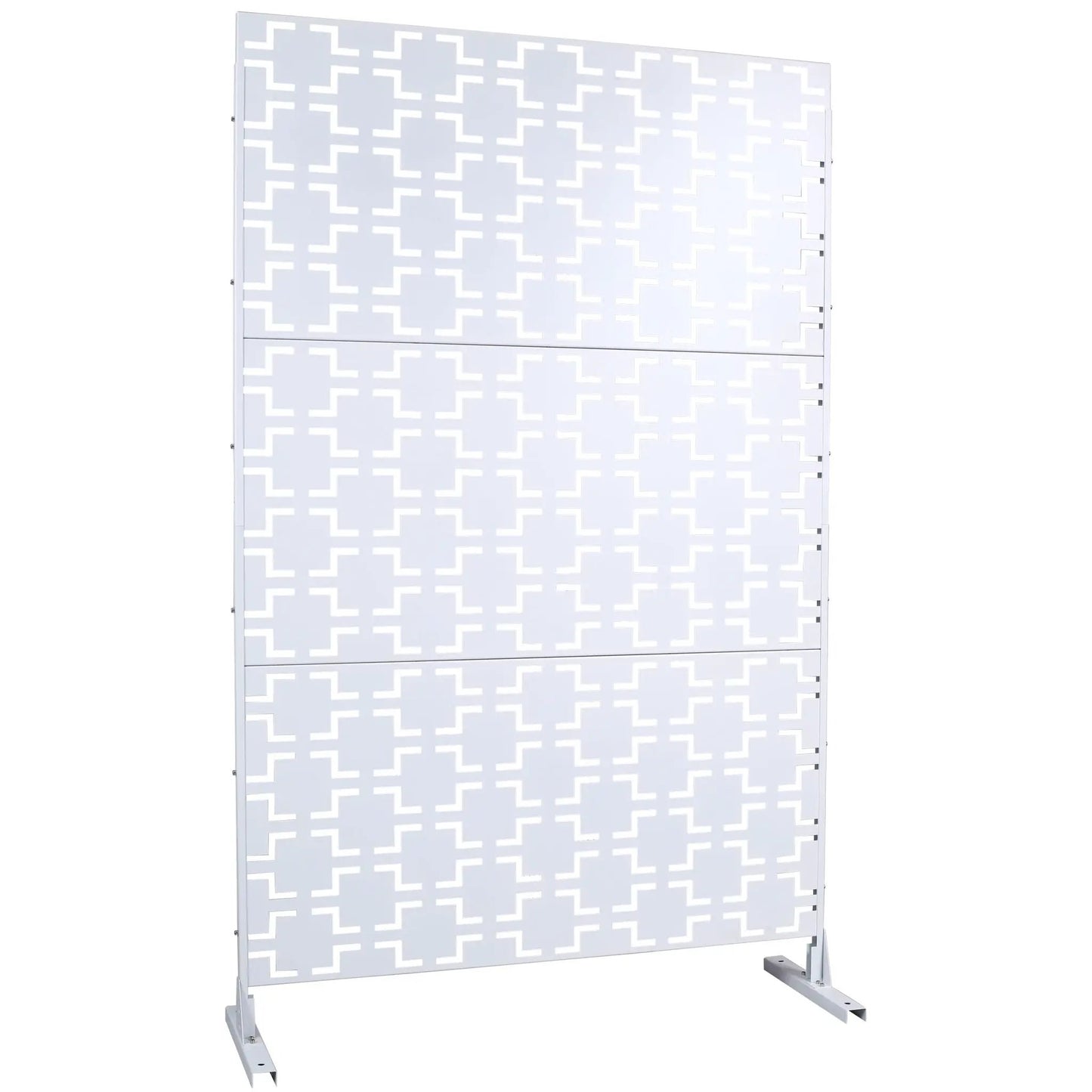 Outdoor & Indoor Metal Privacy Screen white metal room divider with lattice pattern, two-panel on Tampa Home & Garden Store