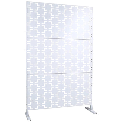 Outdoor & Indoor Metal Privacy Screen white metal room divider with lattice pattern, two-panel on Tampa Home & Garden Store