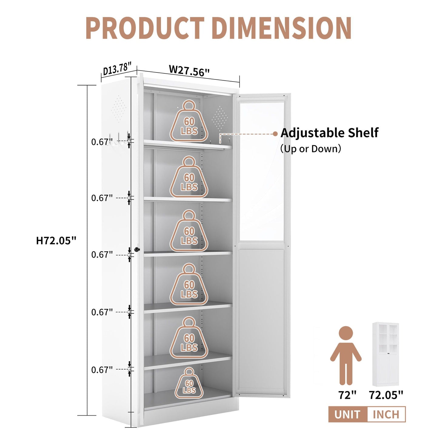 Tall Metal Pantry Cabinet and Adjustable Shelves