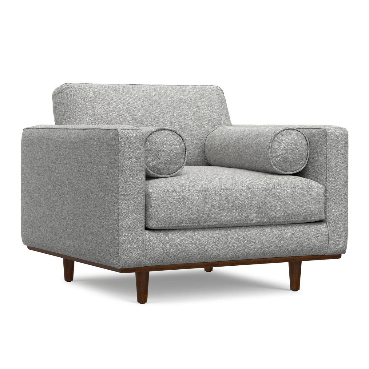 Wide Arm Chair with Removable Cushions gray fabric by HouseOfZazla with wooden legs on Tampa Home & Garden Store