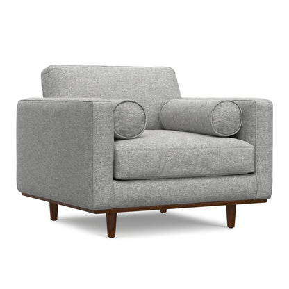 Wide Arm Chair with Removable Cushions gray fabric by HouseOfZazla with wooden legs on Tampa Home & Garden Store