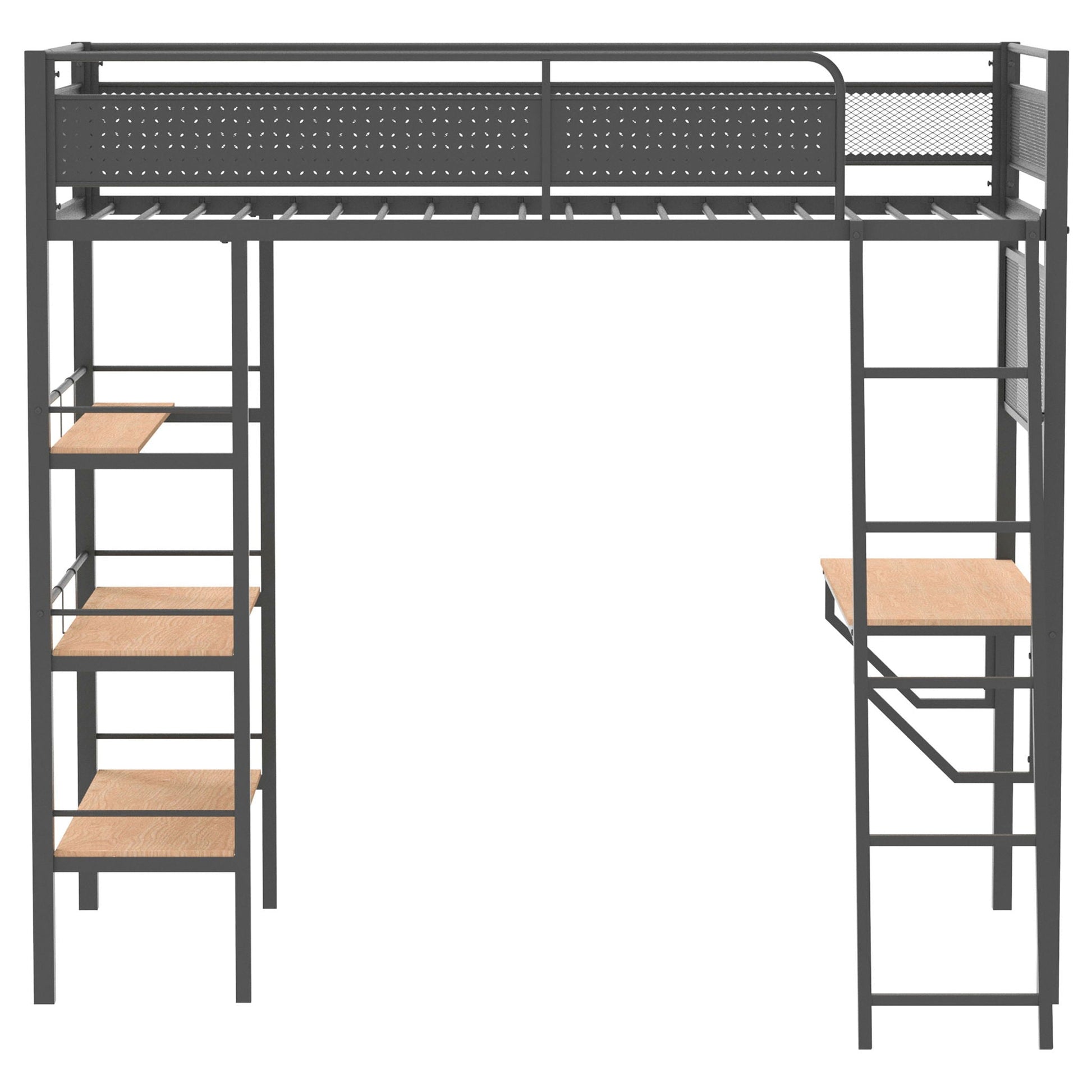 William Twin Loft Bed with Built-In Desk and 3-Shelf in Matte Black by HouseOfZazla on Tampa Home & Garden Store