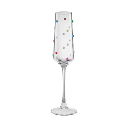 Clear Confetti Champagne Flutes and Wine Glasses