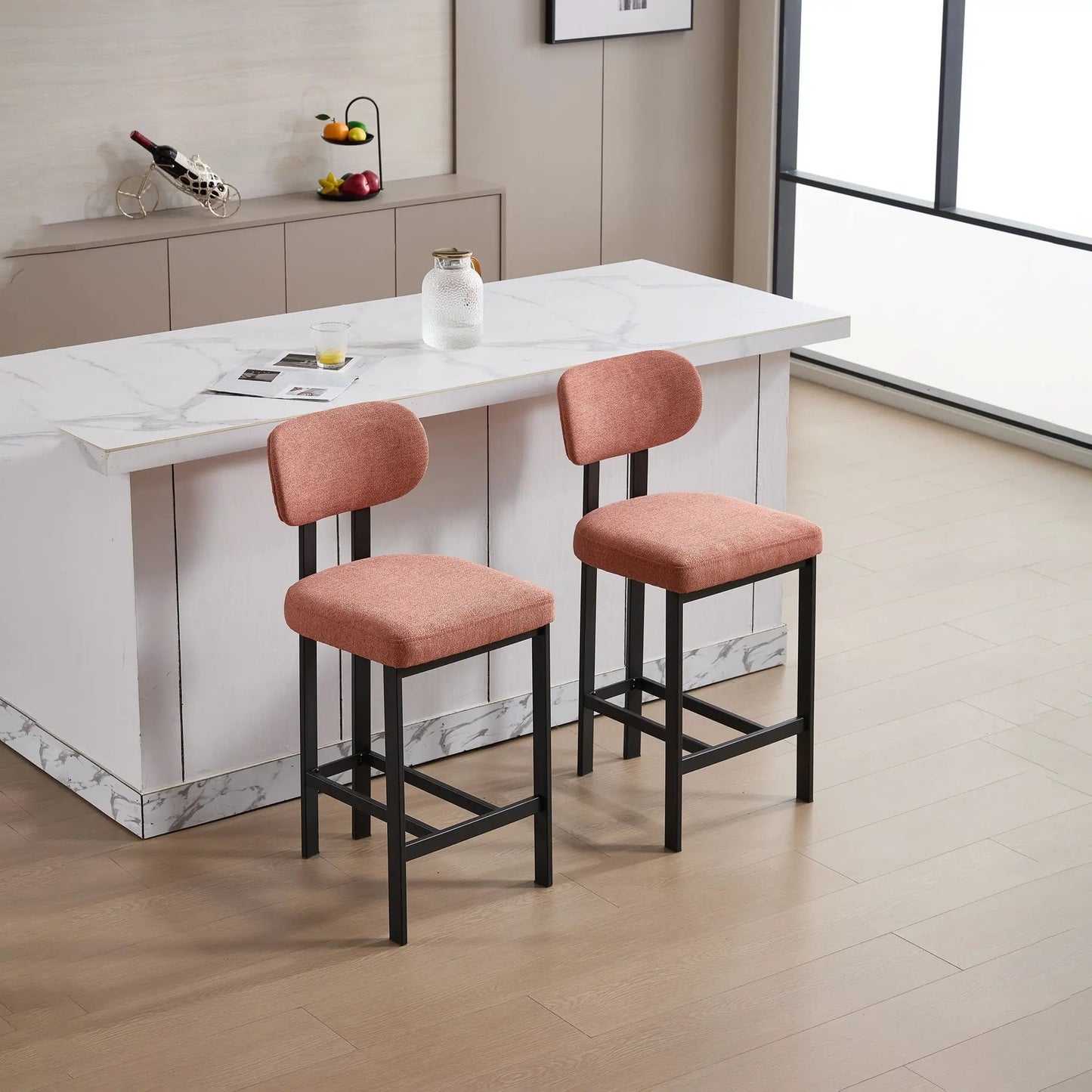 Modern Counter Height Stools Set of 2 Cushions