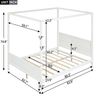 Modern Canopy Platform Bed and Wooden Headboard