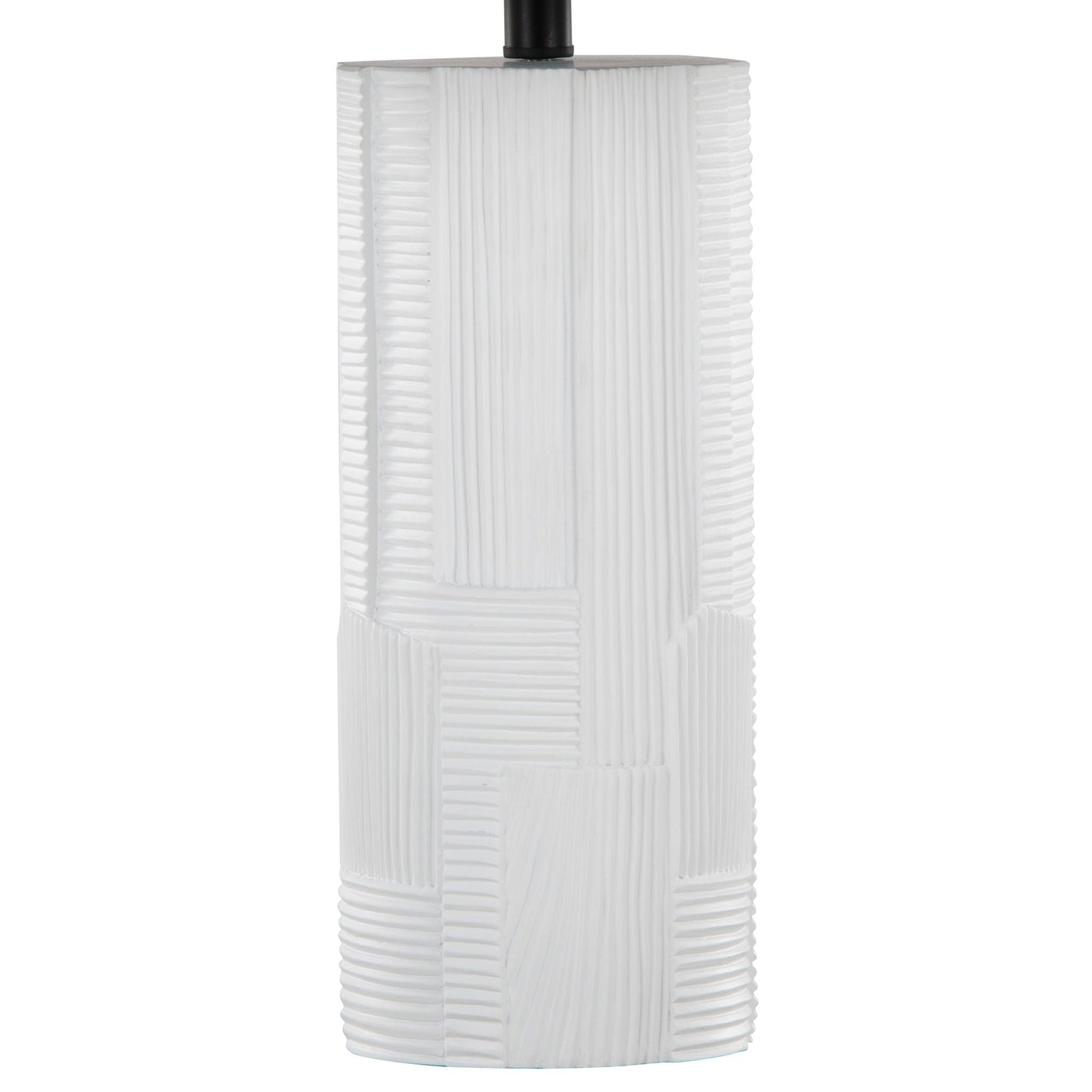 Petra contemporary table lamp set of 2, cream ribbed ceramic bases with black top accents on Tampa Home & Garden Store