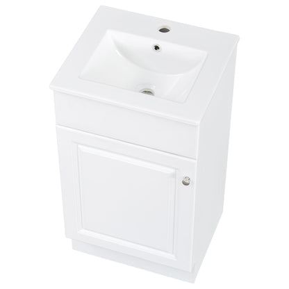 Bathroom vanity with sink in white finish, adjustable shelf, HouseOfZazla on Tampa Home & Garden Store