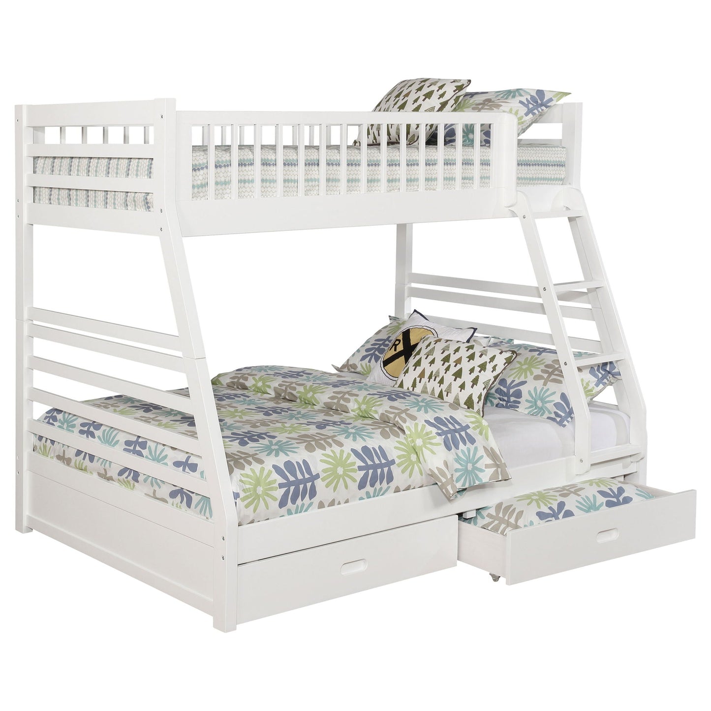 Bunk bed Newhall by HouseOfZazla, white wood with 2 under-bed drawers on Tampa Home & Garden Store