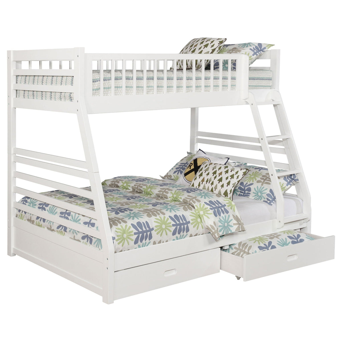 Bunk bed Newhall by HouseOfZazla, white wood with 2 under-bed drawers on Tampa Home & Garden Store
