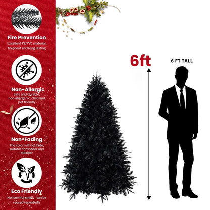 6 ft black pre-lit Christmas tree with 350 LED lights by HouseOfZazla on Tampa Home & Garden Store