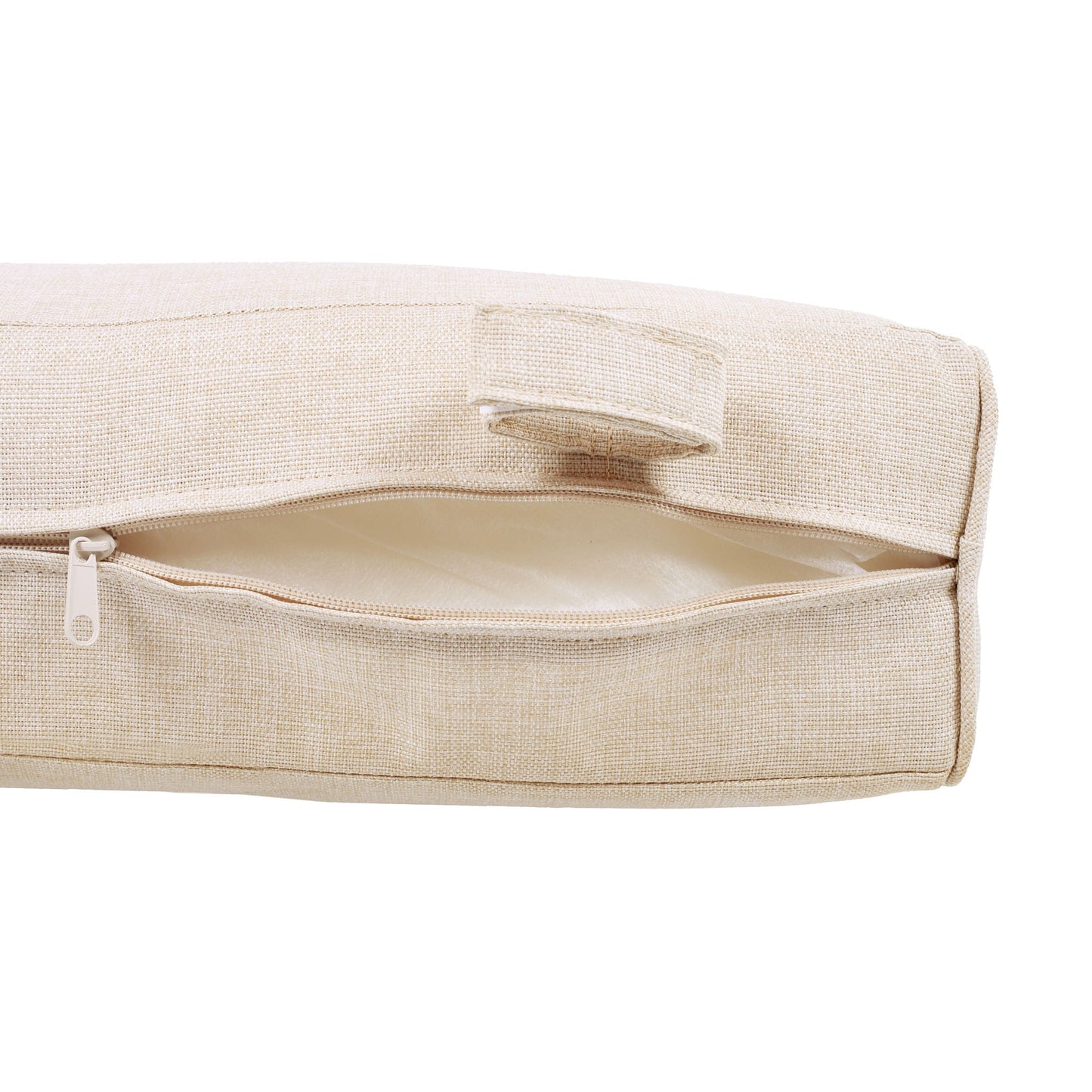 Beige textured fabric zippered storage bag with handle on Tampa Home & Garden Store