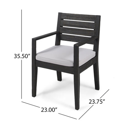 Outdoor dining chair dark gray wood with light gray cushion HouseOfZazla 6 Piece Outdoor Set on Tampa Home & Garden Store