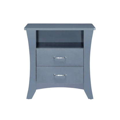 Colt Accent Table blue-gray two-drawer nightstand with chrome handles and open shelf on Tampa Home & Garden Store