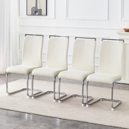 HouseOfZazla dining chair set with ergonomic backrest, cream upholstery, chrome legs on Tampa Home & Garden Store