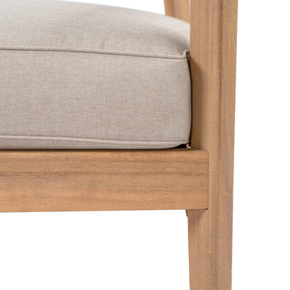 Mallorca Acacia Wood Club Chair with beige seat cushion by HouseOfZazla on Tampa Home & Garden Store
