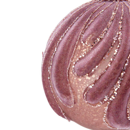 Glass Christmas ball ornament set of 6 in pink purple with glitter swirls HouseOfZazla on Tampa Home & Garden Store