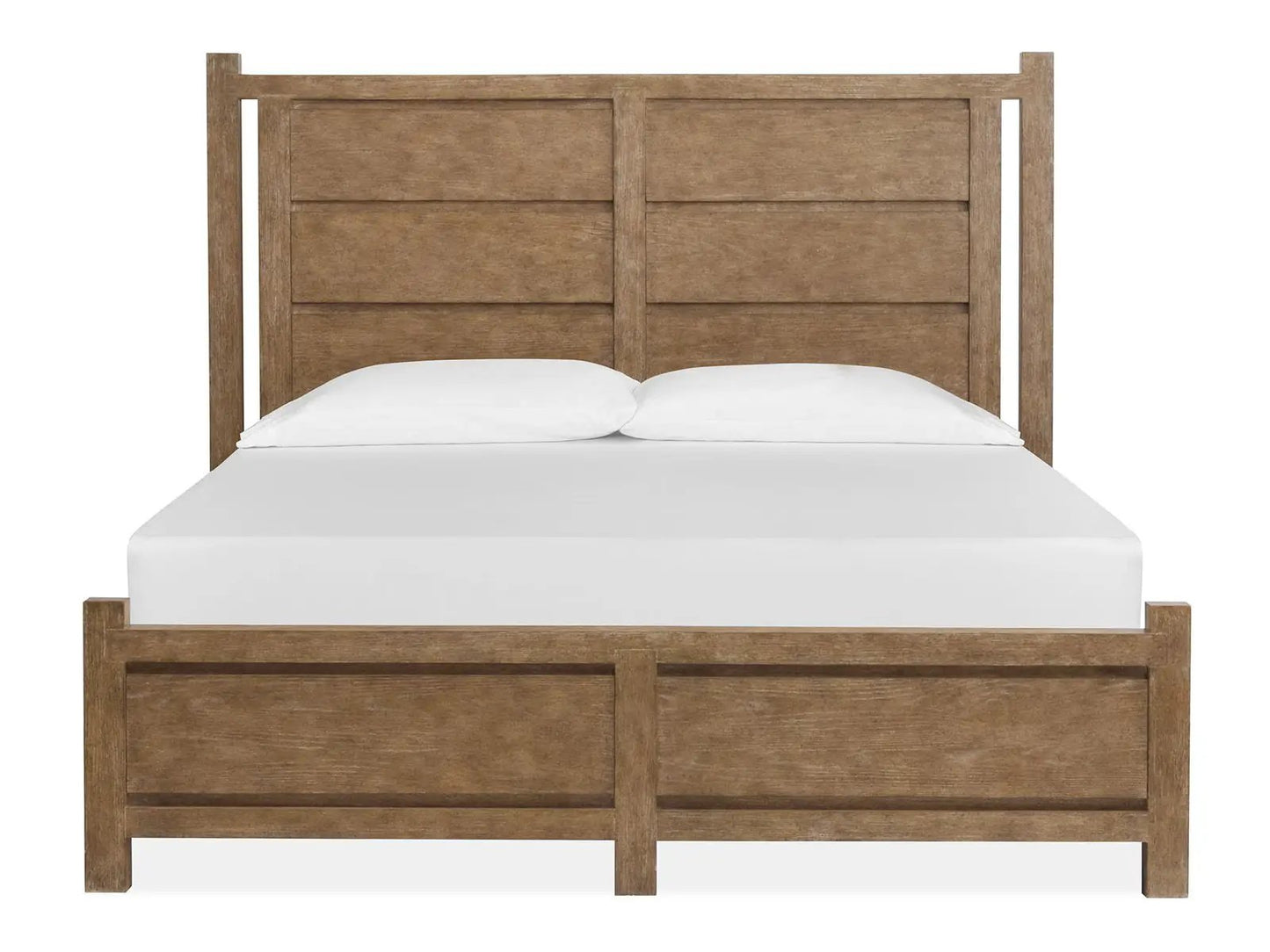 Plum Creek Panel Bed by Unique Piece Furniture in warm brown wood with paneled headboard on Tampa Home & Garden Store
