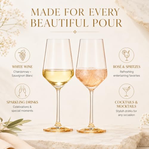Monet Yellow Stemmed Wine Glasses Set of Two