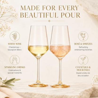 Monet Yellow Stemmed Wine Glasses Set of Two