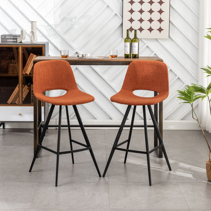 the Orange Fabric Kitchen Counter Height Stools