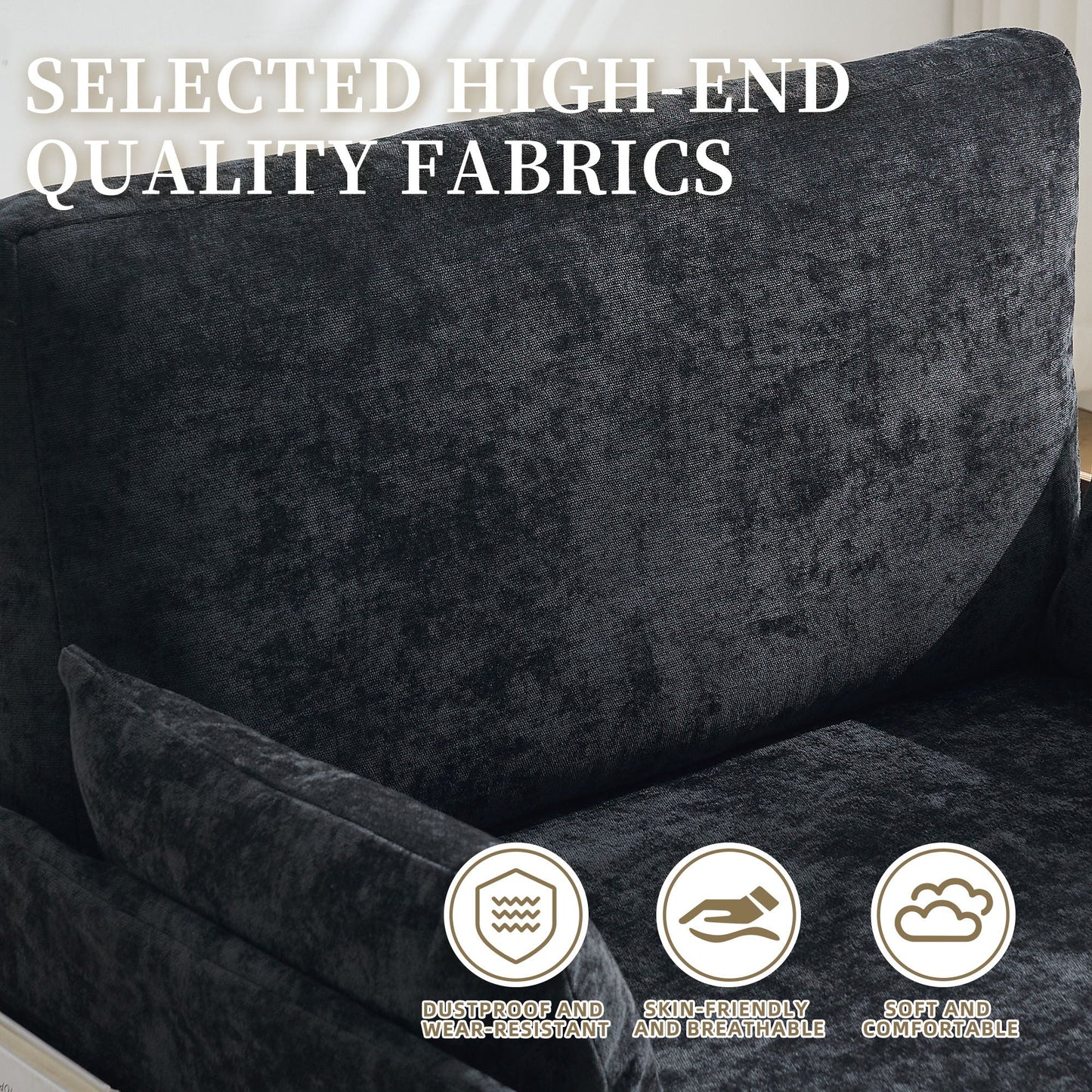 Mid Century Modern 3 Pillow Foldable Sofa Bed
