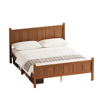 Queen size flat panel bed with headboard and footboard in warm oak by HouseOfZazla on Tampa Home & Garden Store