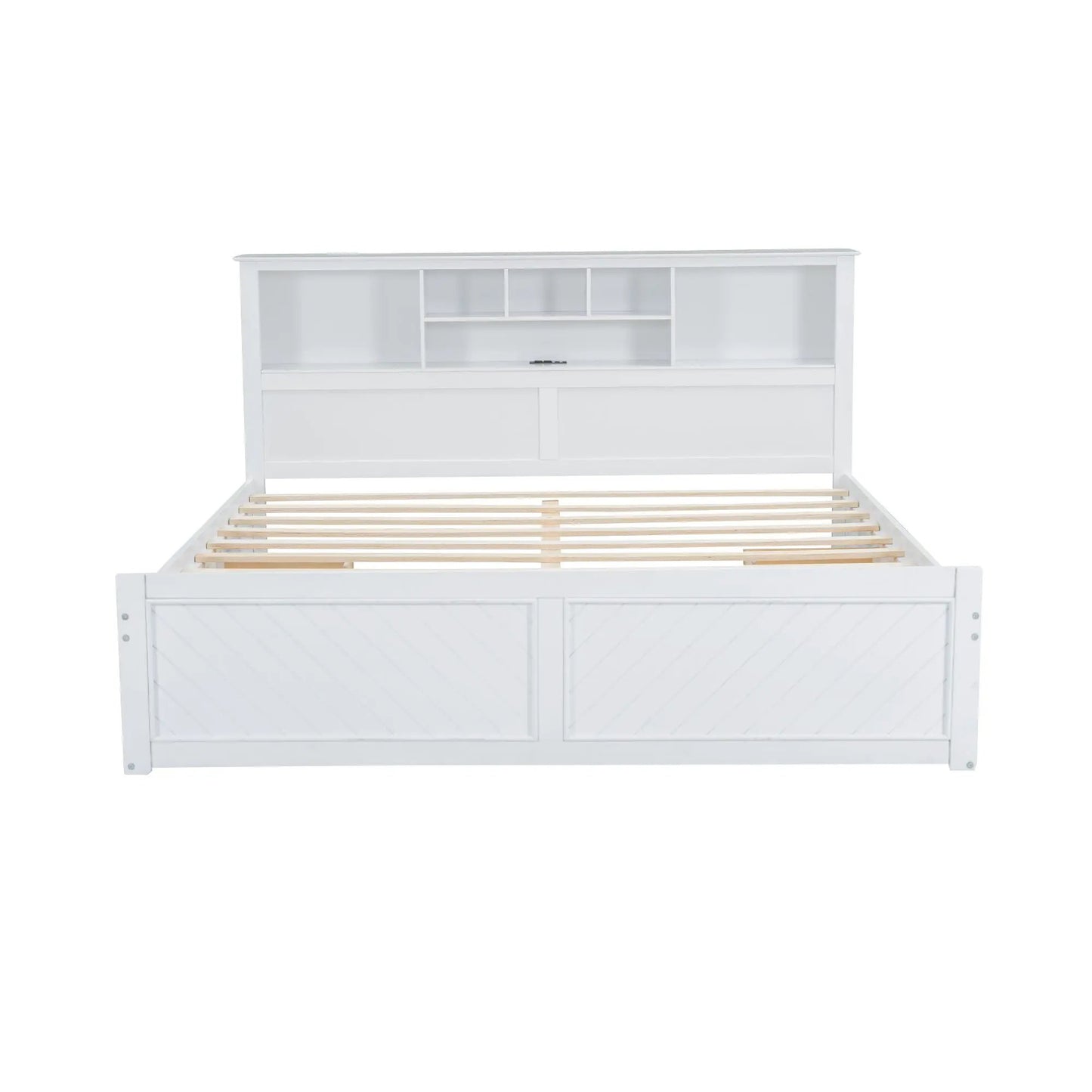 Platform Bed With Storage Headboard USB Drawers