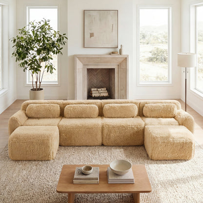 Contemporary Plush And U Shaped Boneless Sofa
