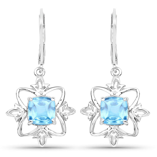 Pair of sterling silver earrings with 5.30ct Swiss blue topaz in floral halo by Bids.com on Tampa Home & Garden Store