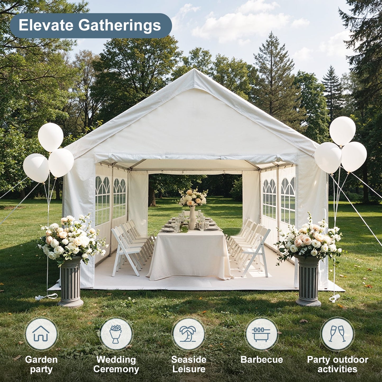 Carport Canopy Tent 10x20 removable sidewalls white fabric HouseOfZazla wedding setup on Tampa Home & Garden Store