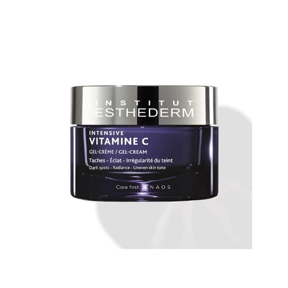 Face cream Esthederm Vitamin C Gel-Cream jar in dark purple glass with silver cap, 50 ml on Tampa Home & Garden Store