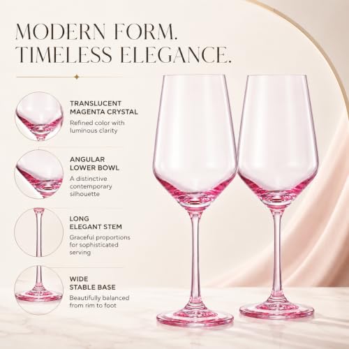Monet Magenta Stemmed Wine Glasses Set Of Two