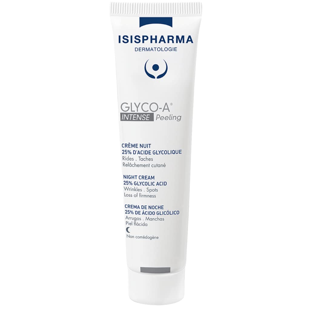 Glyco-A 25% glycolic acid night cream tube from IsisPharma, white with blue logo on Tampa Home & Garden Store