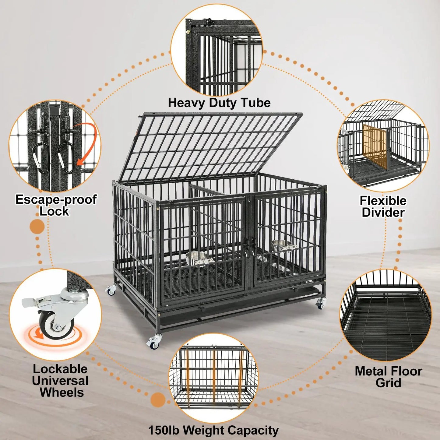 42" Collapsible Dog Crate 43ST - Tampa Home & Garden Store