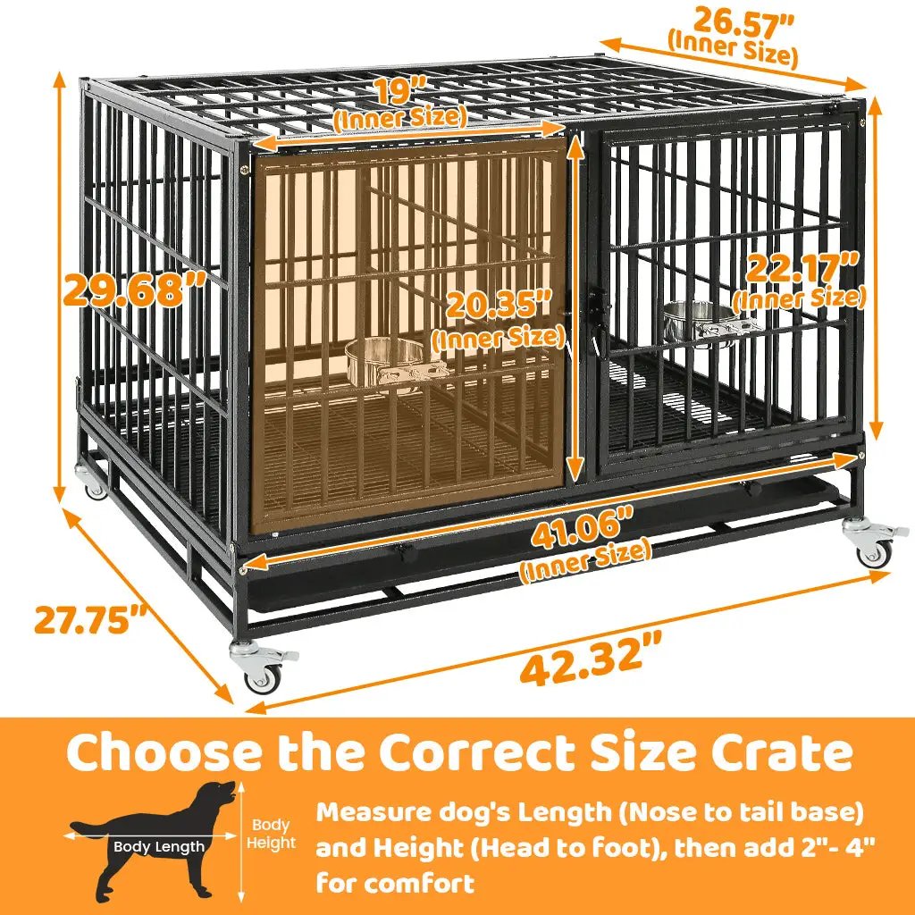 42" Stackable Dog Crate with Divider 43T (Standard Height) - Tampa Home & Garden Store