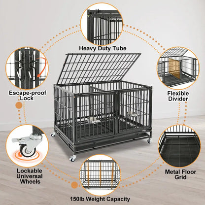 42" Stackable Dog Crate with Divider 43T (Standard Height) - Tampa Home & Garden Store