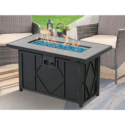 42-inch Outdoor Propane Gas Fire Pit Patio Table with Blue Fire Glass - Tampa Home & Garden Store