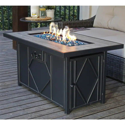 42-inch Outdoor Propane Gas Fire Pit Patio Table with Blue Fire Glass - Tampa Home & Garden Store