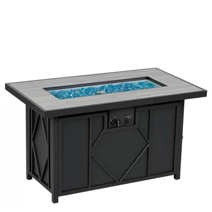 42-inch Outdoor Propane Gas Fire Pit Patio Table with Blue Fire Glass - Tampa Home & Garden Store