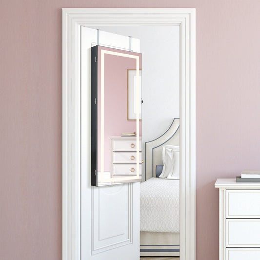 42.5 Inches Lockable Jewelry Mirror Wall Cabinet with 3-Color LED Lights-Black - Tampa Home & Garden Store