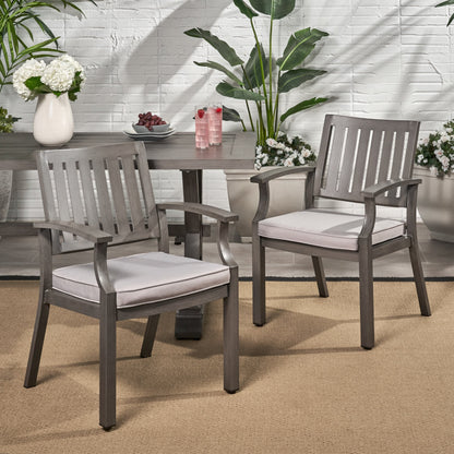Outdoor Aluminum Dining Chair and Cushion Set 2